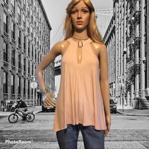 Color Story blush/light pink halter top.